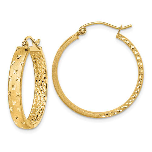 Image of 14K Yellow Gold Satin & Polished & Shiny-Cut In/Out Hoop Earrings