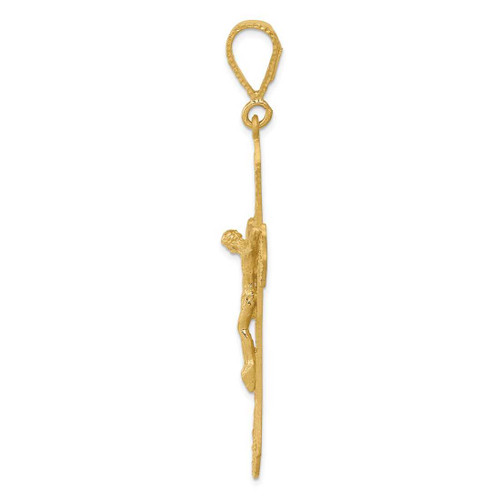 Image of 14K Yellow Gold Satin & Shiny-Cut Crucifix Pendant