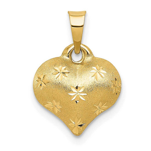 Image of 14K Yellow Gold Satin & Shiny-Cut Puffed Heart Pendant