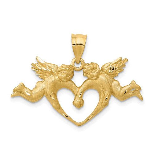 Image of 14K Yellow Gold Satin Angels Heart Pendant