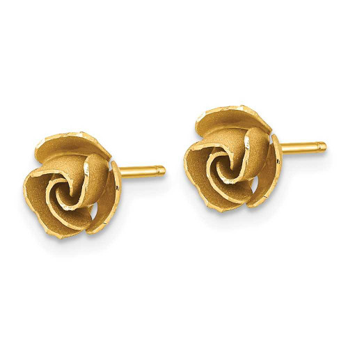 Image of 7.5mm 14K Yellow Gold Satin Finish Shiny-Cut Rose Stud Post Earrings