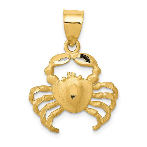 Image of 14K Yellow Gold Satin Shiny-Cut Crab Pendant