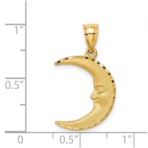 Image of 14K Yellow Gold Satin Shiny-Cut Moon Pendant