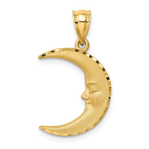 Image of 14K Yellow Gold Satin Shiny-Cut Moon Pendant