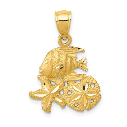 Image of 14K Yellow Gold Satin Shiny-Cut Sea Life Pendant