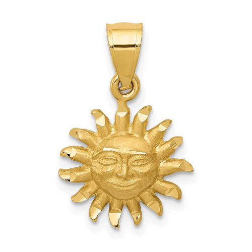 Image of 14K Yellow Gold Satin Shiny-Cut Sun Pendant