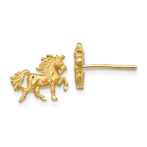 Image of 8mm 14K Yellow Gold Satin Shiny-Cut Unicorn Stud Post Earrings