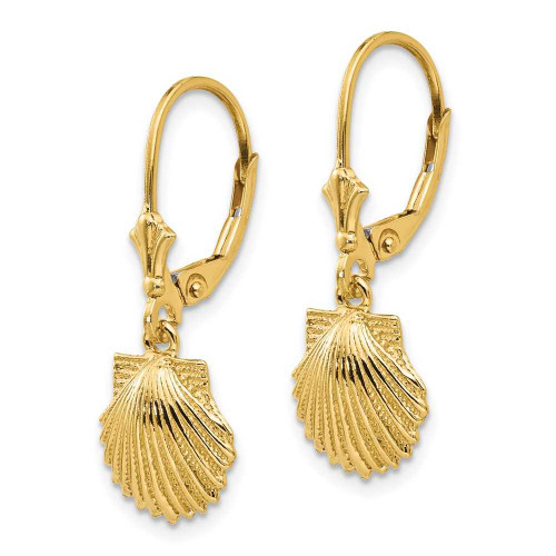 Image of 28mm 14K Yellow Gold Scallop Shell Leverback Earrings