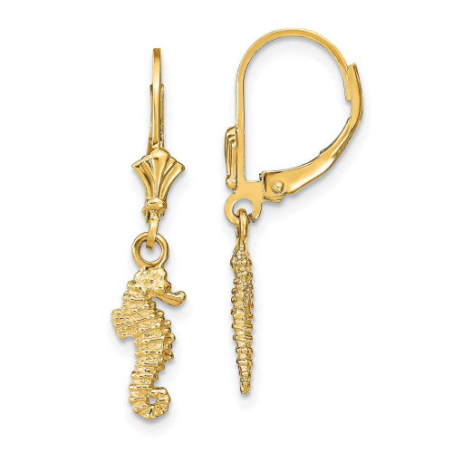 Image of 14K Yellow Gold Seahorse Leverback Earrings TF1771