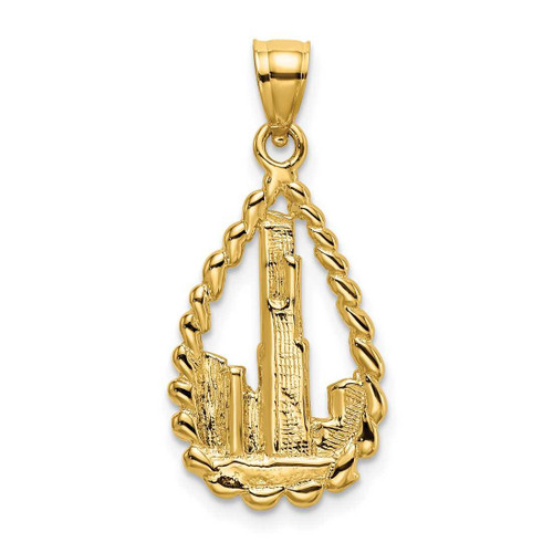Image of 14K Yellow Gold Sears Tower & Others In Teardrop Frame Pendant