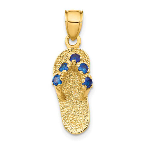 Image of 14K Yellow Gold September/CZ Simulated Birthstone Flip Flop Pendant