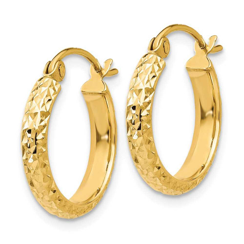 Image of 15mm 14K Yellow Gold Shiny-Cut 2.8X15mm Hollow Hoop Earrings