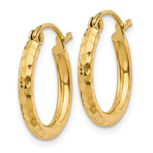 Image of 15mm 14K Yellow Gold Shiny-Cut 2mm Round Tube Hoop Earrings TC234