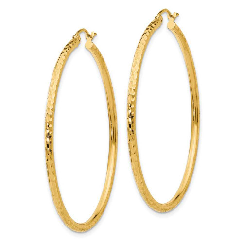 Image of 45mm 14K Yellow Gold Shiny-Cut 2mm Round Tube Hoop Earrings TC237