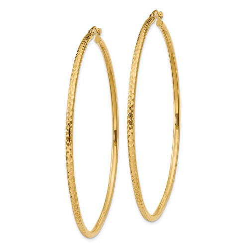 Image of 60mm 14K Yellow Gold Shiny-Cut 2mm Round Tube Hoop Earrings TC239