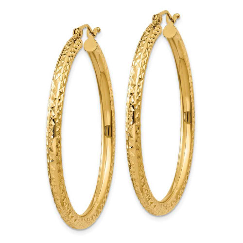 Image of 40mm 14K Yellow Gold Shiny-Cut 3mm Round Hoop Earrings TC269