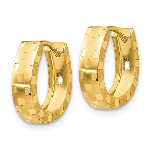 Image of 14mm 14K Yellow Gold Shiny-Cut 4mm Patterned Hinged Hoop Earrings