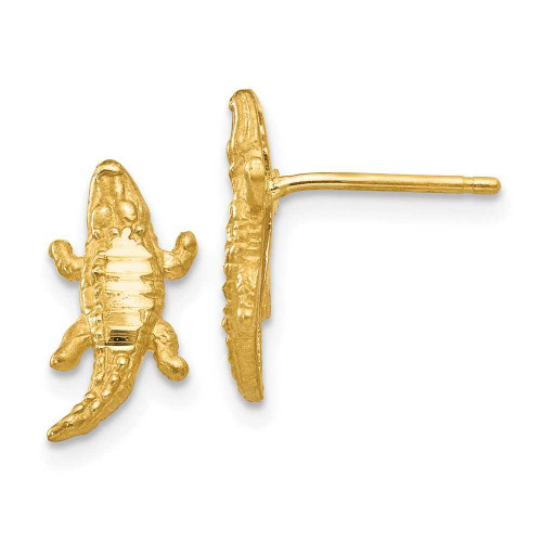 Image of 13mm 14K Yellow Gold Shiny-Cut Alligator Stud Earrings