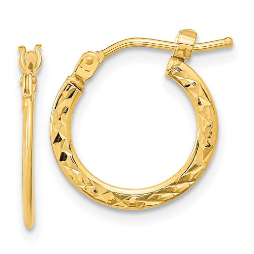 Image of 15.37mm 14K Yellow Gold Shiny-Cut and Polished Hoop Earrings TF1049