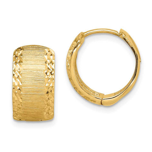 Image of 14K Yellow Gold Shiny-Cut and Textured Hoop Earrings