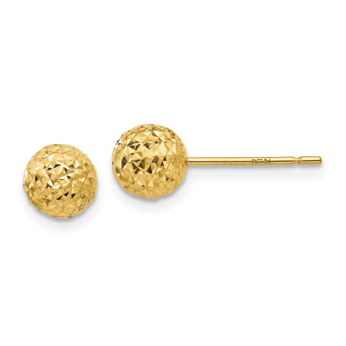 Image of 6mm 14K Yellow Gold Shiny-Cut Ball Stud Post Earrings