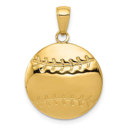 Image of 14K Yellow Gold Shiny-Cut Baseball Pendant