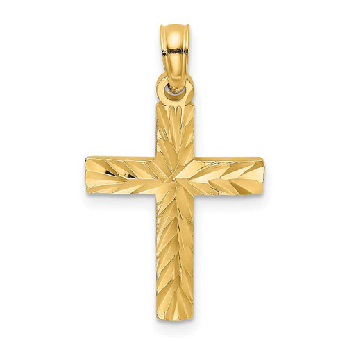 Image of 14K Yellow Gold Shiny-Cut Block Cross Pendant K8497