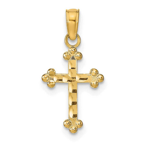 Image of 14K Yellow Gold Shiny-Cut Cross Pendant K8423