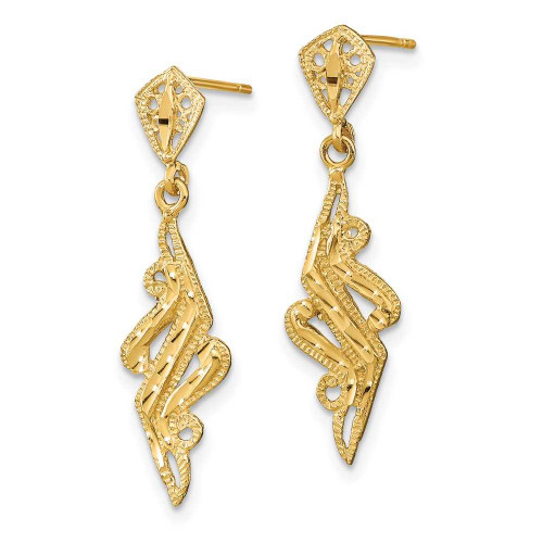 Image of 14K Yellow Gold Shiny-Cut Fancy Post Dangle Earrings
