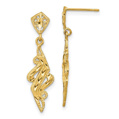Image of 14K Yellow Gold Shiny-Cut Fancy Post Dangle Earrings