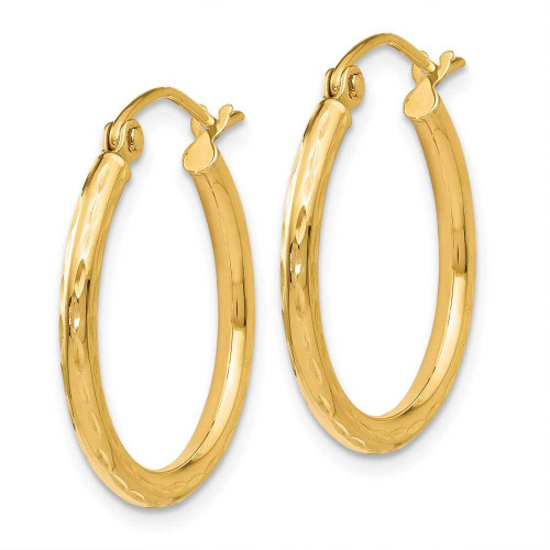 Image of 20mm 14K Yellow Gold Shiny-Cut Hinged Hoop Earrings