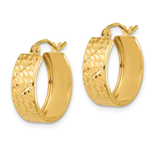 Image of 18.19mm 14K Yellow Gold Shiny-Cut Hoop Earrings TF1072