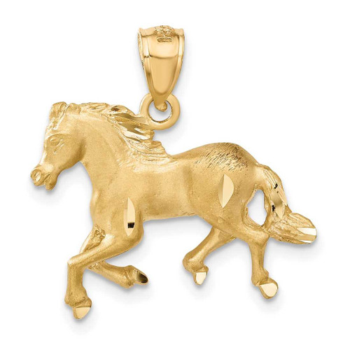 Image of 14K Yellow Gold Shiny-Cut Horse Pendant C4067