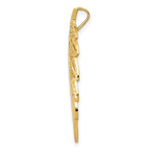 Image of 14K Yellow Gold Shiny-Cut Leaf Slide Pendant