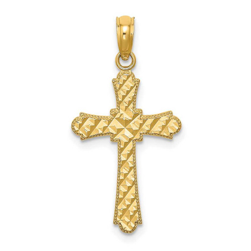 Image of 14K Yellow Gold Shiny-Cut Marquise-Shape Cross Pendant