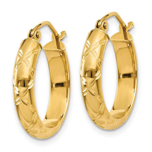 Image of 13mm 14K Yellow Gold Shiny-Cut Polished Hoop Earrings