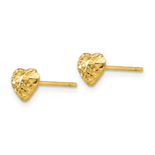 Image of 7mm 14K Yellow Gold Shiny-Cut Puffed Heart Post Earrings