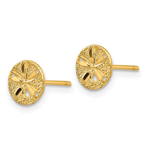Image of 8mm 14K Yellow Gold Shiny-Cut Sand Dollar Post Earrings