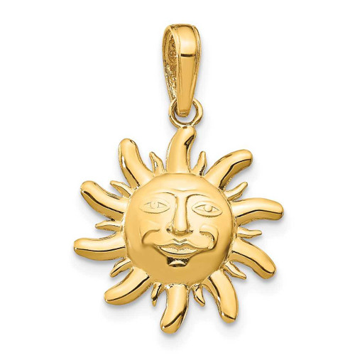 Image of 14K Yellow Gold Shiny-Cut Small Sun Pendant