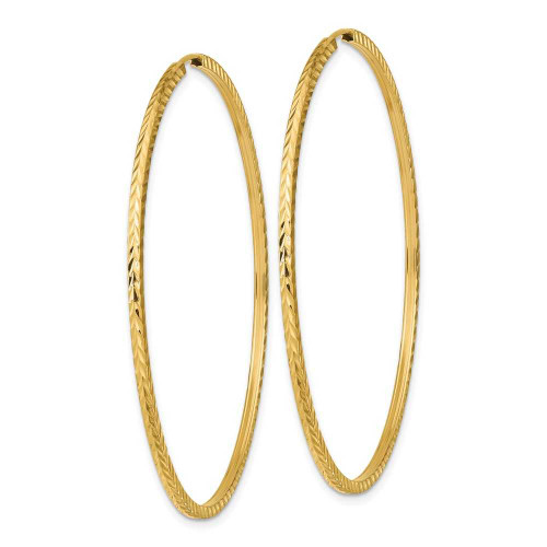 Image of 55mm 14K Yellow Gold Shiny-Cut Square Tube Endless Hoop Earrings TF1002