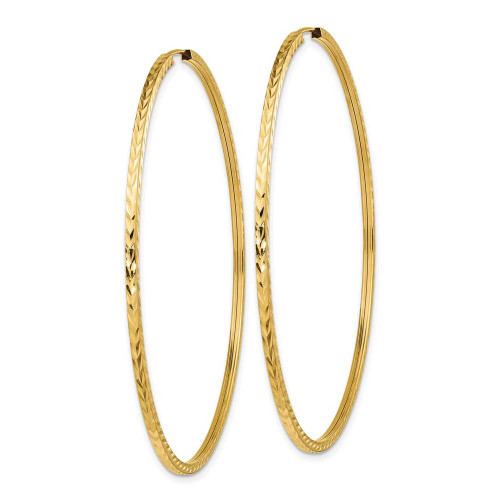 Image of 59mm 14K Yellow Gold Shiny-Cut Square Tube Endless Hoop Earrings TF1003