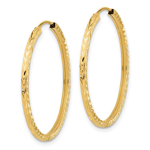 Image of 30mm 14K Yellow Gold Shiny-Cut Square Tube Endless Hoop Earrings TF997