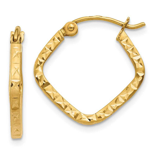 Image of 17mm 14K Yellow Gold Shiny-Cut Squared Hoop Earrings