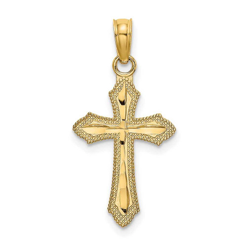 Image of 14K Yellow Gold Shiny-Cut w/ Beaded Edge Cross Pendant