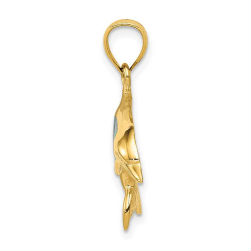 Image of 14K Yellow Gold Simulated Opal Dolphin Pendant K3008