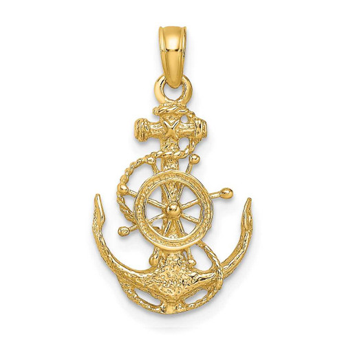 Image of 14K Yellow Gold Small Anchor w/ Wheel Pendant