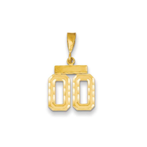 Image of 14K Yellow Gold Small Diamond-cut Number 00 on Top Pendant