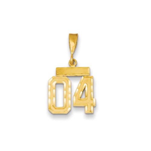 Image of 14K Yellow Gold Small Diamond-cut Number 04 on Top Pendant