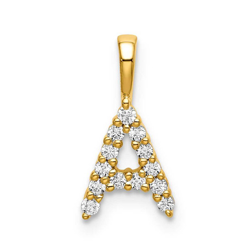 Image of 14K Yellow Gold Small Initial A Diamond Pendant