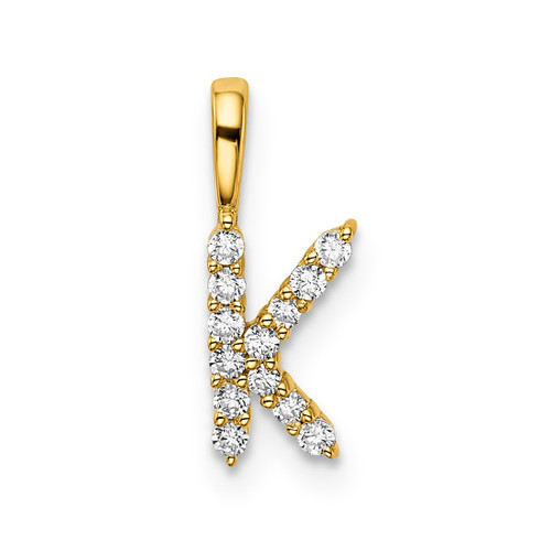 14K Yellow Gold Small Initial K Diamond Pendant